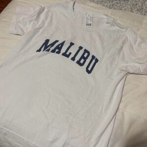 Brandy Melville White and Blue Malibu Tee